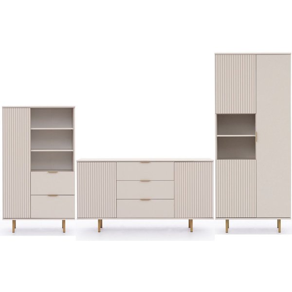 Marmex Möbel Wohnzimmer-Set NUBIA SET 09 Wohnzimmer-Set Regal Kommode Standregal, (3-St)