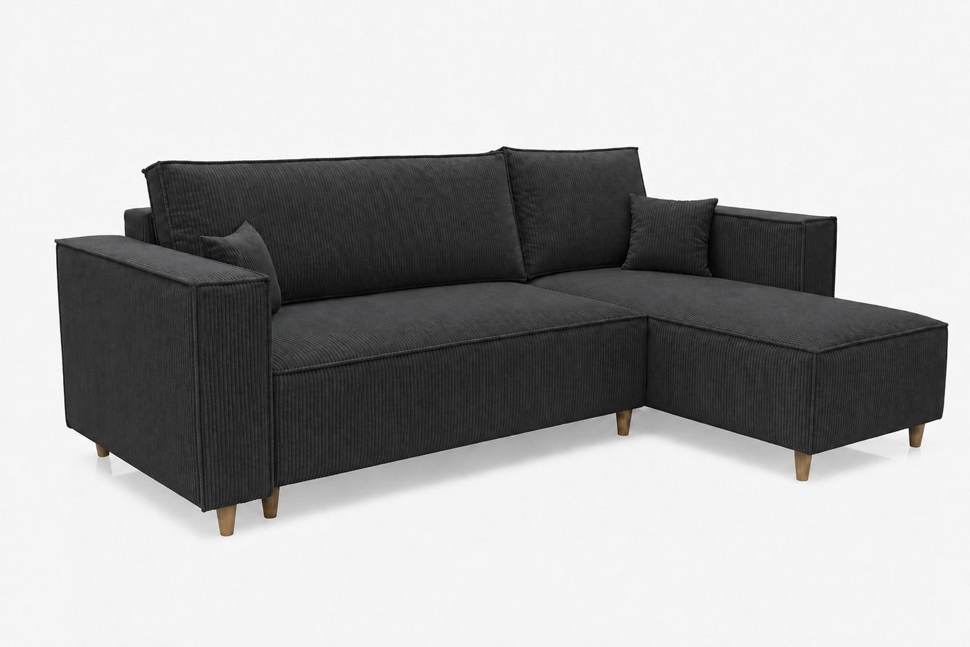 MARPUR Ecksofa RIO aus Cordstoff mit Schlaffunktion und Bettkasten, L-Form Couch, Universal Ottomane, in 7 trendigen Farben wählbar – Bild 2 von 5