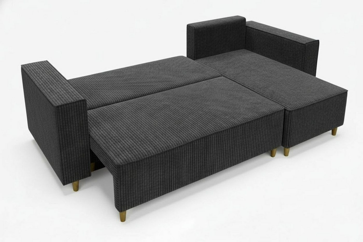 MARPUR Ecksofa RIO aus Cordstoff mit Schlaffunktion und Bettkasten, L-Form Couch, Universal Ottomane, in 7 trendigen Farben wählbar – Bild 4 von 5