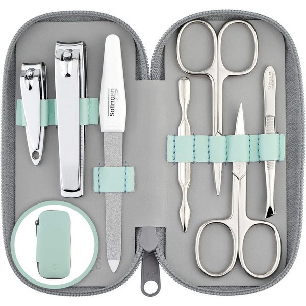 marQus Maniküre-Pediküre-Set Maniküre Set Solingen - Vergleichssieger mit Top Preis/Leistung, Echt Leder Etui handlich und weich, 7teiliges Nagelset aus glanzve