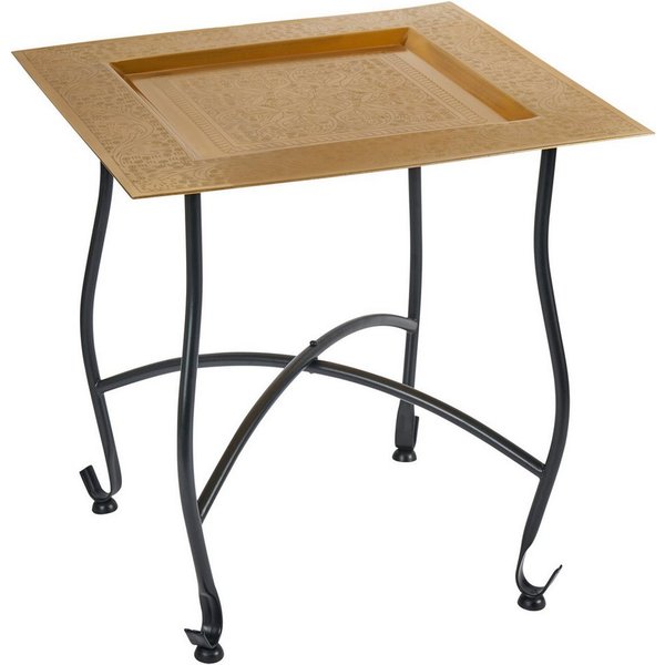 Marrakesch Orient & Mediterran Interior Beistelltisch Table d’appoint Sule en métal doré et noir, carrée pliante, 42 cm (1-St), Handarbeit