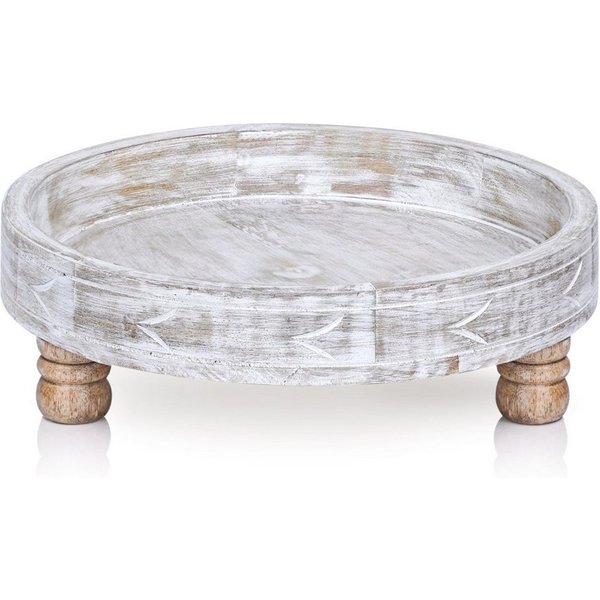 Marrakesch Orient & Mediterran Interior Blumenständer Blumenhocker und Holzablage Loka 30 cm, massives Holz, handgeschnitzt, rund