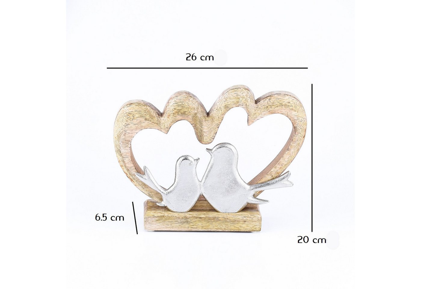 Marrakesch Orient & Mediterran Interior Dekoobjekt Dekoaufsteller Herz Amour Motiv 5 modern aus Holz und Aluminium 20 cm (1 St) – Bild 3 von 5