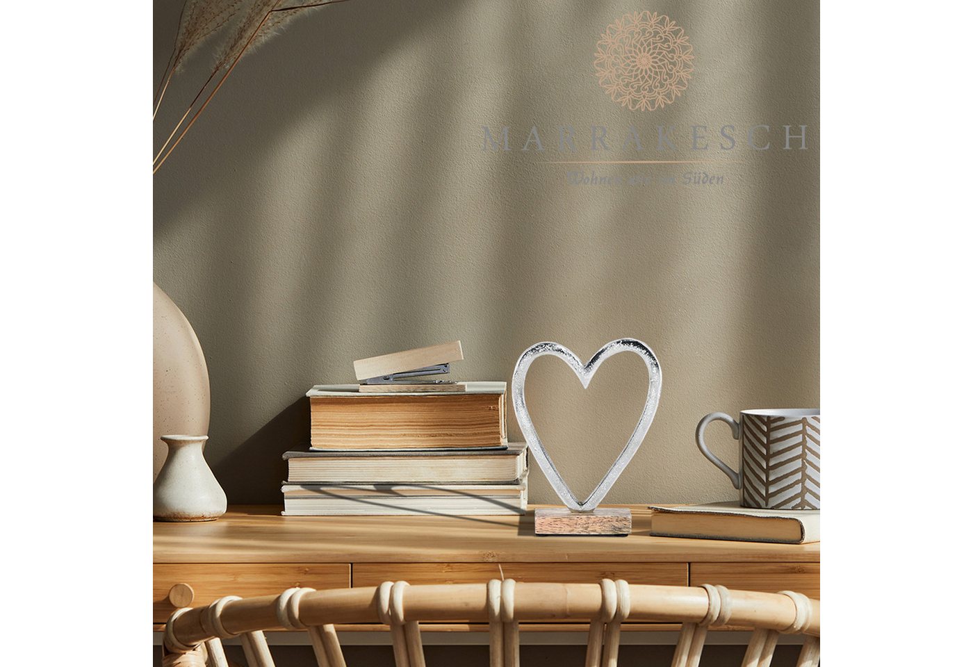 Marrakesch Orient & Mediterran Interior Dekoobjekt Statuetta Amour -13- in alluminio e legno, moderna, argento, 17 cm (1 St) – Bild 3 von 5