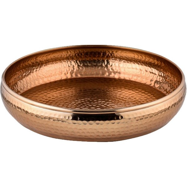 Marrakesch Orient & Mediterran Interior Dekoschale Schale Fidan aus Aluminium, in Hammerschlagoptik, in Kupfer 34 cm (1 St), Handarbeit