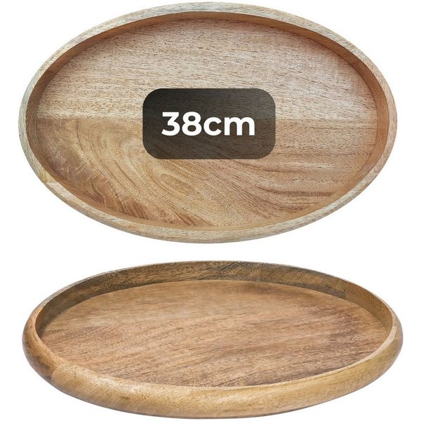 Marrakesch Orient & Mediterran Interior Dekotablett Ovales Serviertablett Cagdas handgefertigt aus Mangoholz, Natur, 38 cm (1 St), Handarbeit