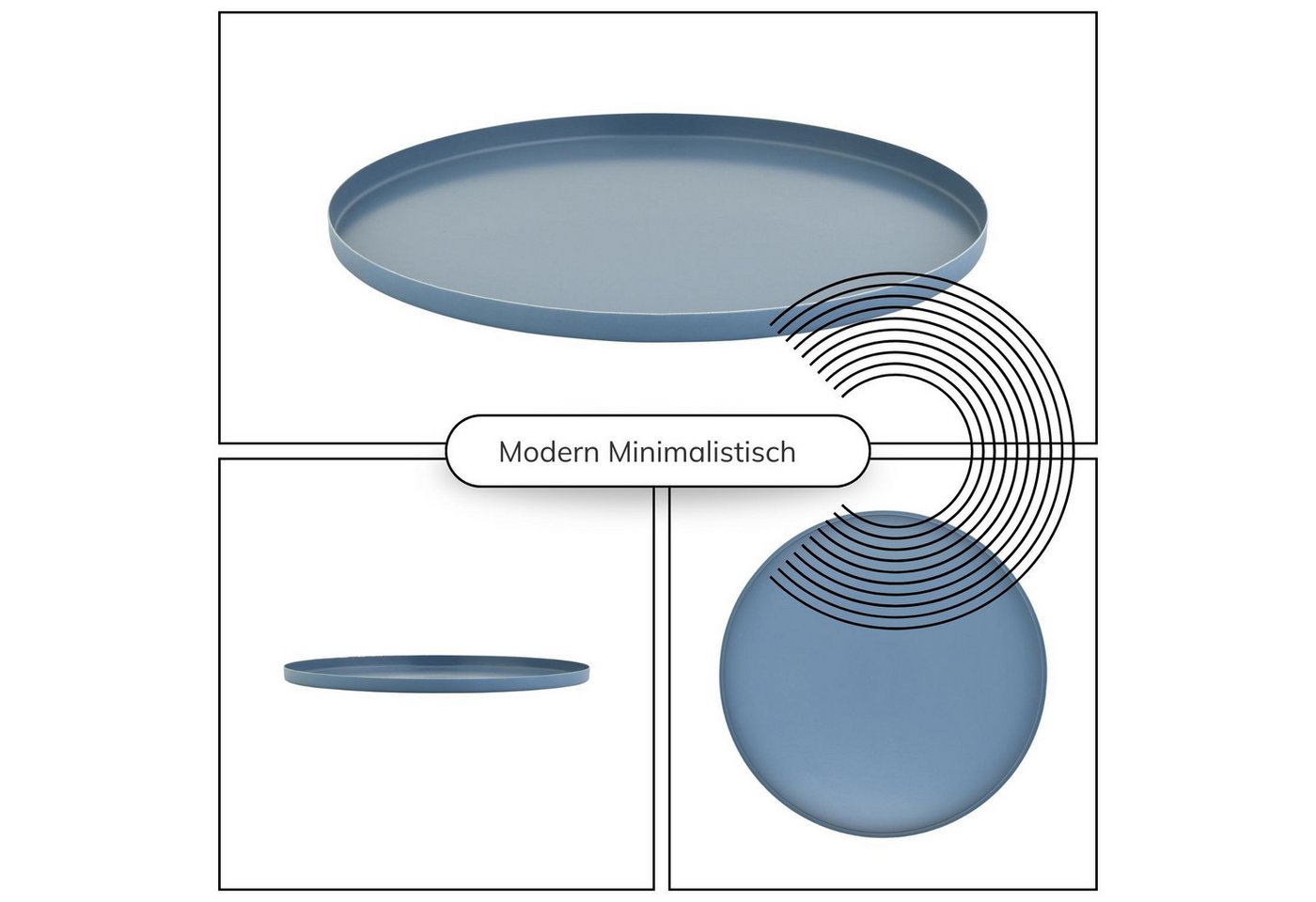 Marrakesch Orient & Mediterran Interior Dekotablett Tablett Callie im Boho-Design aus Metall gefertigt, in Anthrazit 25 cm (1 St), Handarbeit – Bild 5 von 5