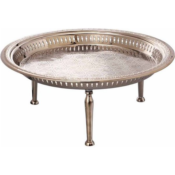 Marrakesch Orient & Mediterran Interior Dekotablett Tablett Atay im orientalischen Stil aus Metall gefertigt, Silber 50 cm (1 St), Handarbeit
