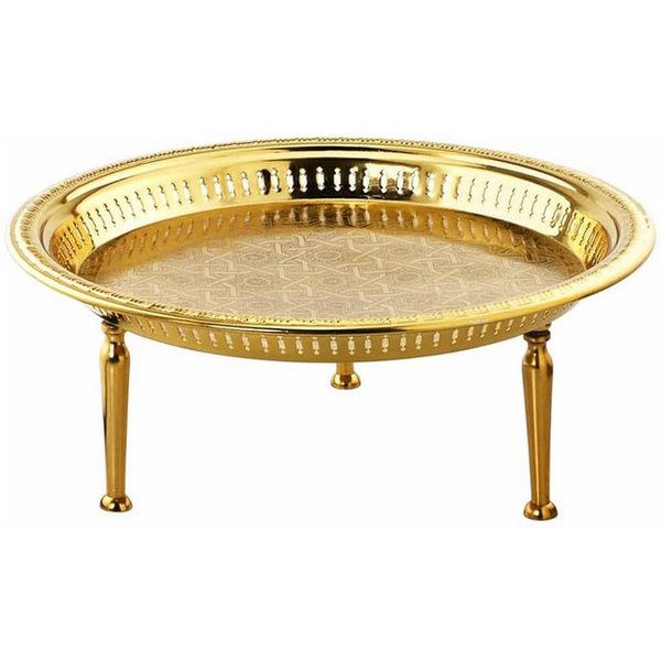 Marrakesch Orient & Mediterran Interior Dekotablett Tablett Atay aus Metall gefertigt im orientalischen Design, Gold 50 cm (1 St), Handarbeit