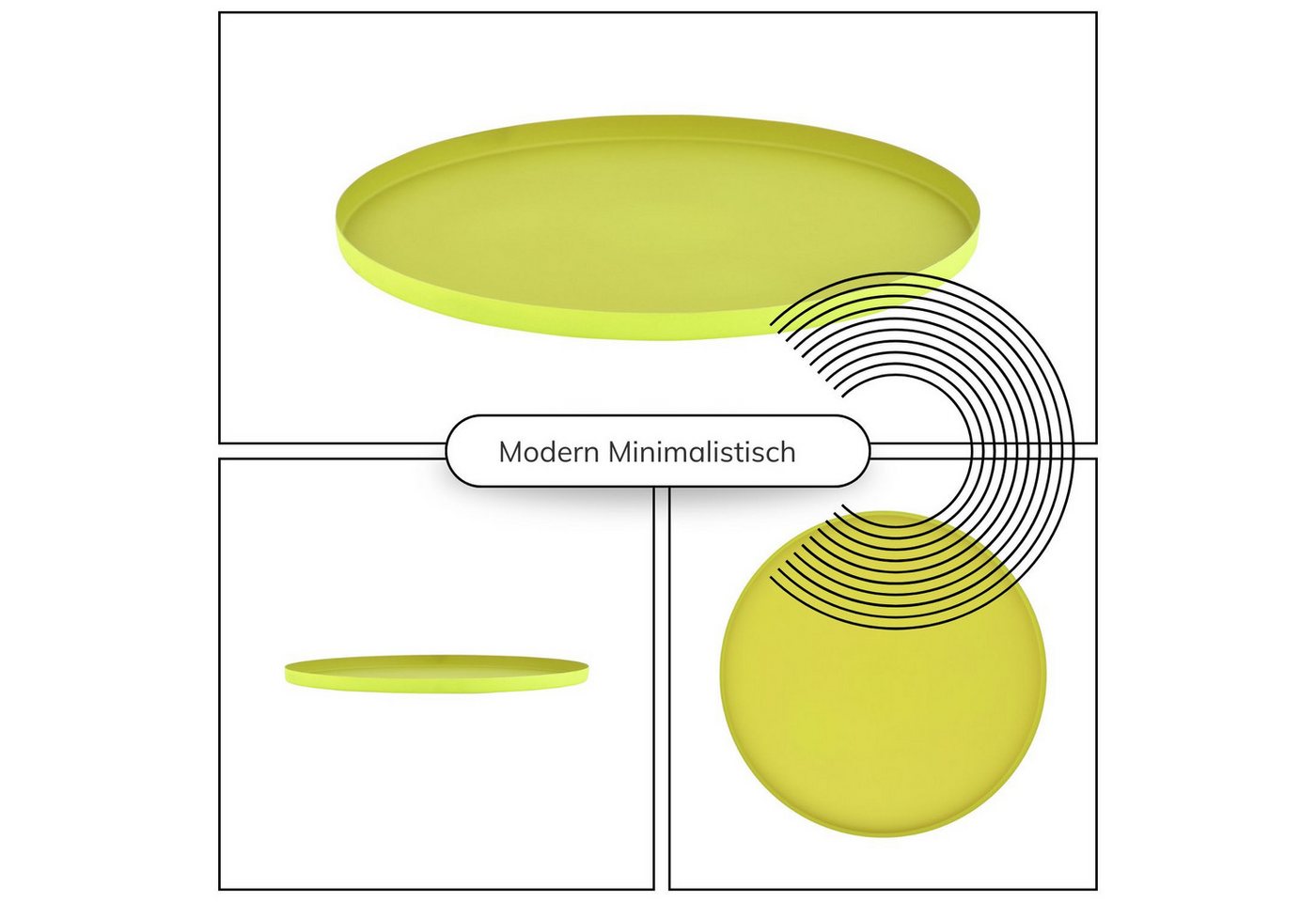 Marrakesch Orient & Mediterran Interior Dekotablett Tablett Callie aus Metall, zum Servieren und Dekorieren, in Gelb 25 cm (1 St), Handarbeit – Bild 5 von 5