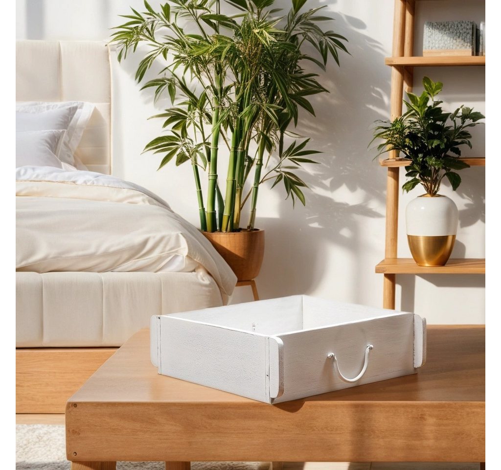 Marrakesch Orient & Mediterran Interior Dekotablett Tablett Aligar aus Holz gefertigt für Speisen und Getränke, Weiß 31 cm (1 St), Dekotablett – Bild 4 von 5