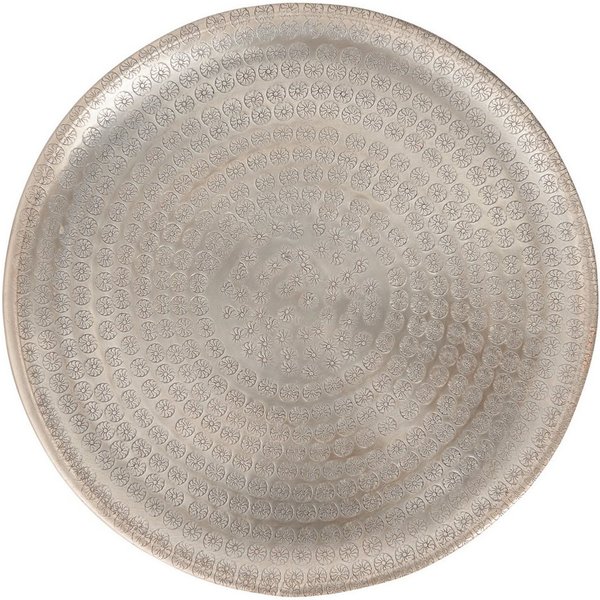 Marrakesch Orient & Mediterran Interior Dekotablett Tablett Jinan im Vintage-Stil aus Aluminium gefertigt, in Silber 30 cm (1 St), Handarbeit