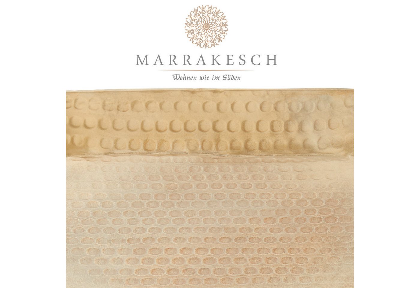 Marrakesch Orient & Mediterran Interior Dekotablett Tablett Lesha im Orient-Design, aus Aluminium gefertigt, in Gold 21 cm (1 St), Handarbeit – Bild 4 von 5
