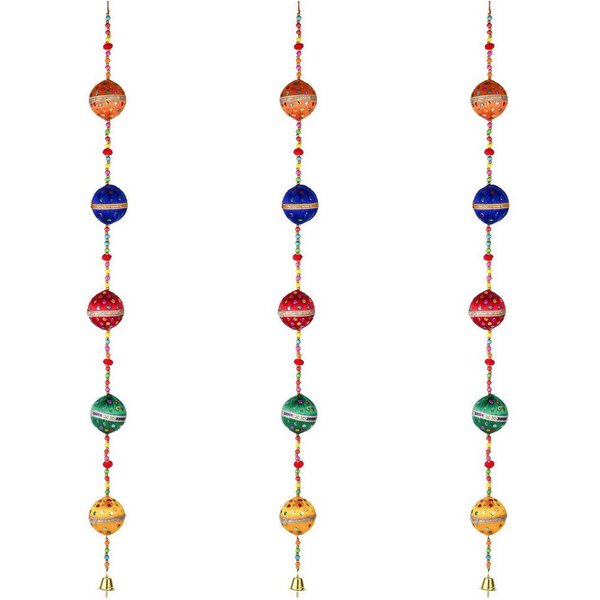 Marrakesch Orient & Mediterran Interior Hängedekoration Dekoanhänger Chakra im Boho-Stil aus Baumwolle, 3er-Set, bunt 100 cm