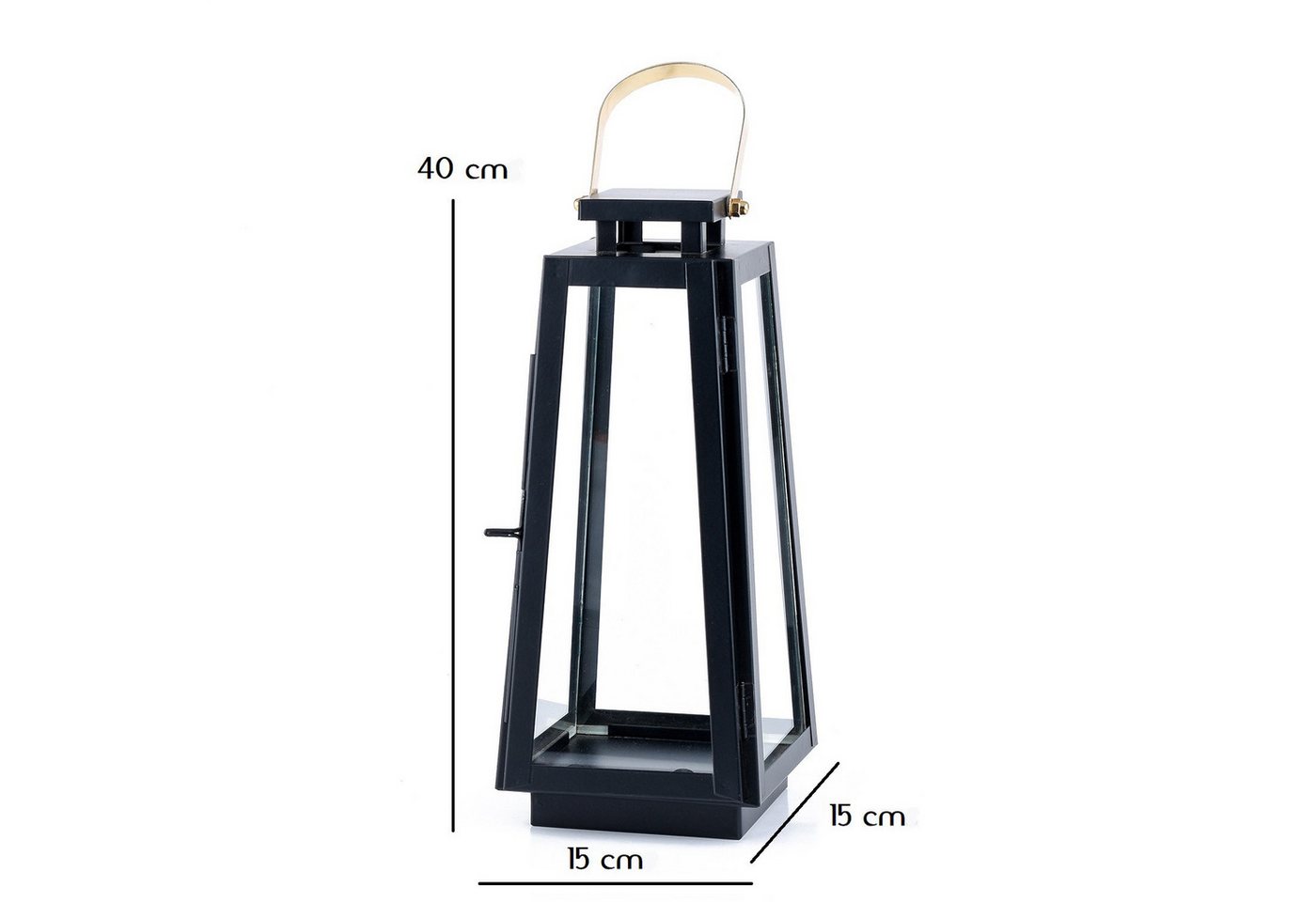 Marrakesch Orient & Mediterran Interior Kerzenlaterne Windlicht Gartenlaterne Eirik im Skandi-Design, Metall, Schwarz 29 cm (1 St), Handarbeit – Bild 3 von 5