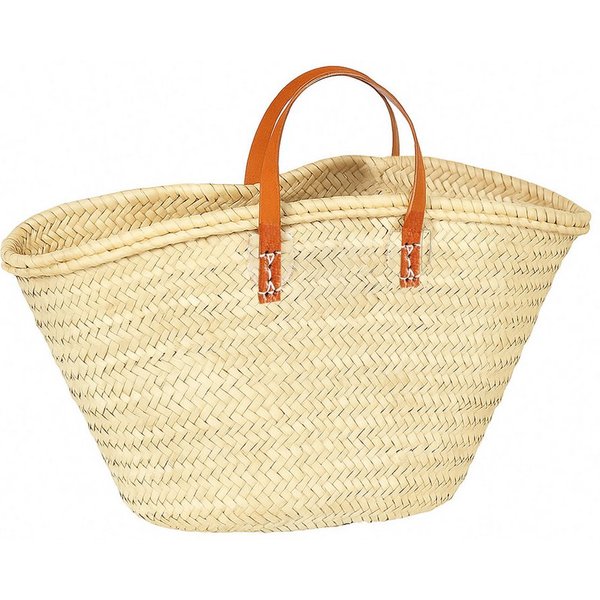 Marrakesch Orient & Mediterran Interior Korbtasche Capazo Cestal corto de hoja de palma y cuero, artesanal, natural 55 cm (1-tlg), Handarbeit