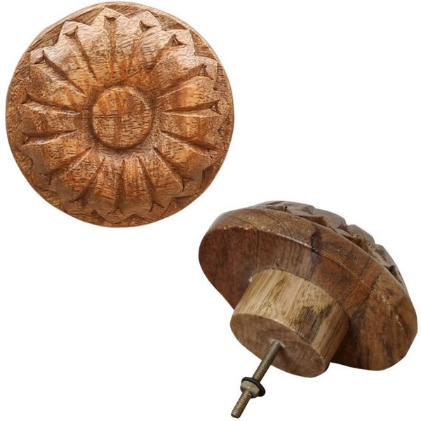 Marrakesch Orient & Mediterran Interior Möbelgriff Möbelgriff Admir aus Holz gefertigt, im modernen Design, in Braun 9 cm