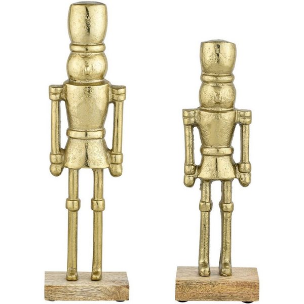 Marrakesch Orient & Mediterran Interior Nussknacker 2er-Set Dekofiguren Nussknacker im Boho-Stil aus Aluminium, Gold 32 cm