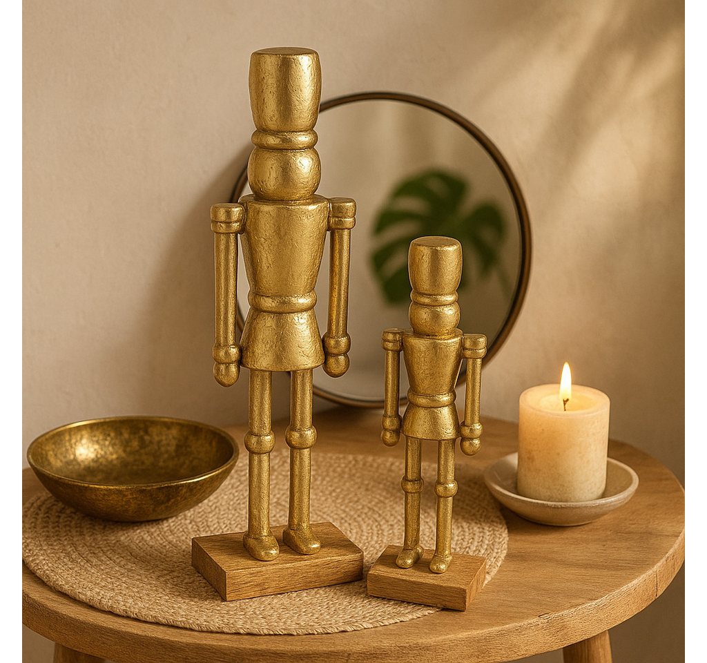 Marrakesch Orient & Mediterran Interior Nussknacker 2er-Set Dekofiguren Nussknacker im Boho-Stil aus Aluminium, Gold 32 cm – Bild 2 von 5