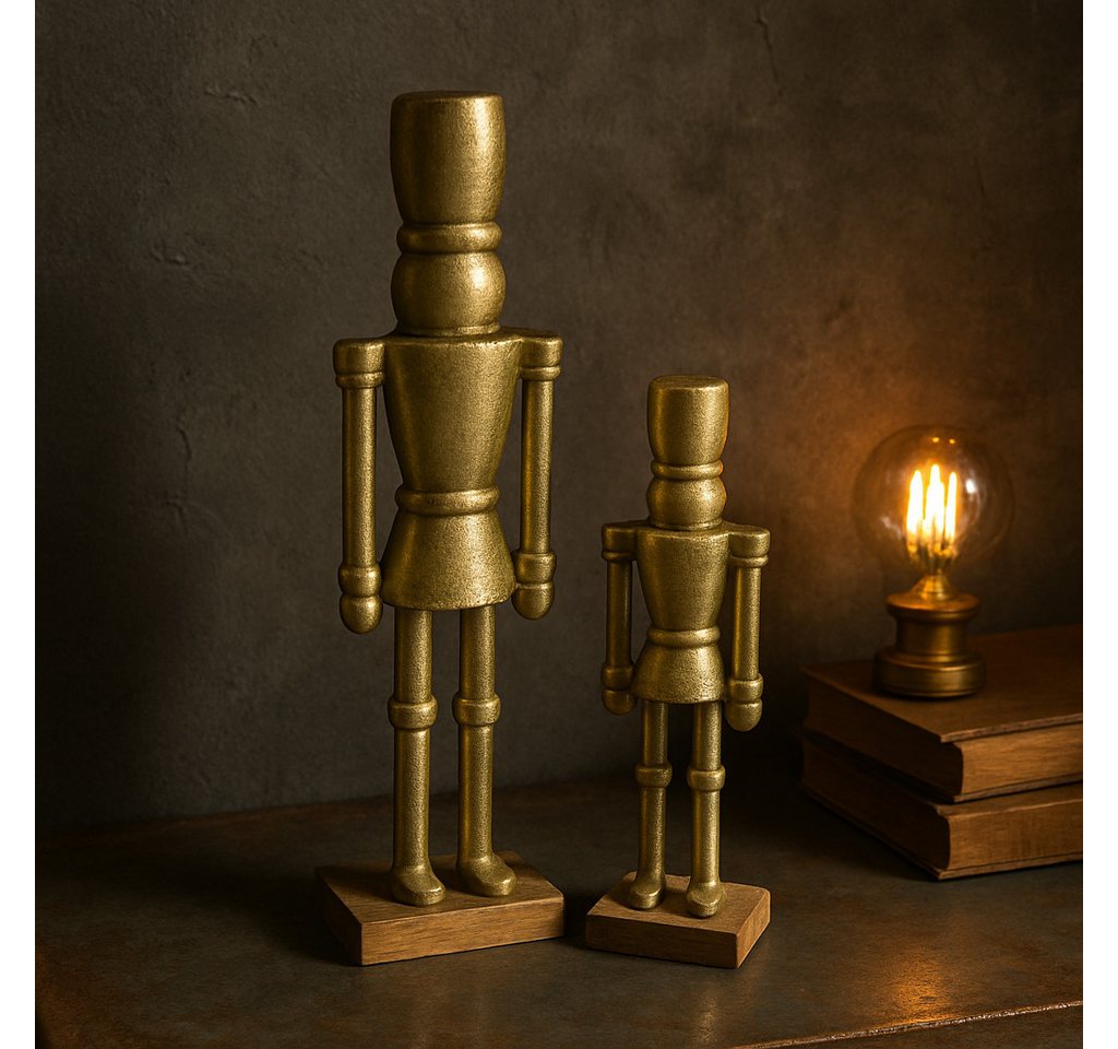 Marrakesch Orient & Mediterran Interior Nussknacker 2er-Set Dekofiguren Nussknacker im Boho-Stil aus Aluminium, Gold 32 cm – Bild 5 von 5