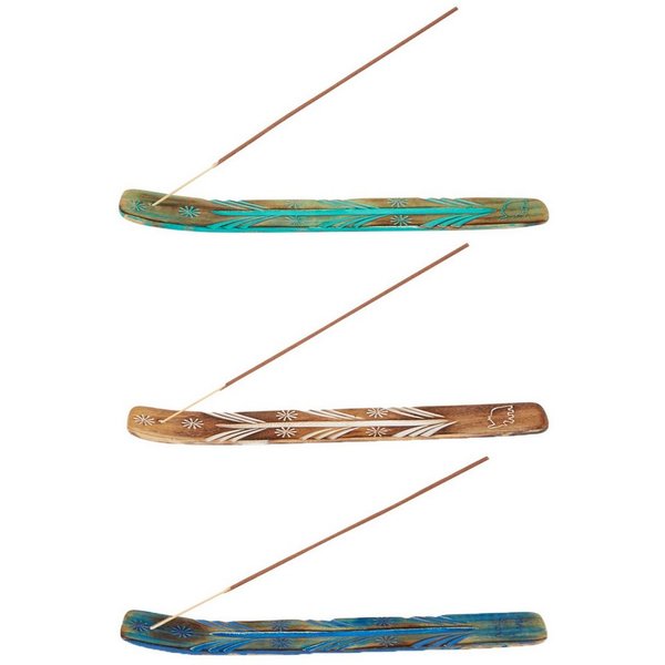 Marrakesch Orient & Mediterran Interior Räucherstäbchen-Halter Ashot Räucherstäbchenhalter 3er-Set 26 cm, aus Holz, handgeschnitzt, (3 St), Handarbeit
