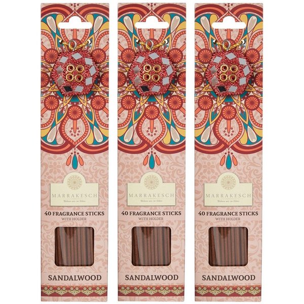 Marrakesch Orient & Mediterran Interior Räucherstäbchen Räucherstäbchen Sandelholz, 26 cm, 3er-Set, für Yoga und Meditation (3-St), Handarbeit