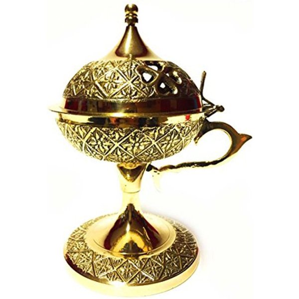 Marrakesch Orient & Mediterran Interior Räucherstäbchen-Halter Bruciaincenso Hilal in stile orientale, in ottone, colore oro 16 cm, (1 St), Handarbeit