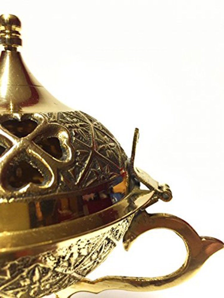 Marrakesch Orient & Mediterran Interior Räucherstäbchen-Halter Wierookbrander Hilal in oosterse stijl van messing, in goud 16 cm, (1 St), Handarbeit – Bild 4 von 5