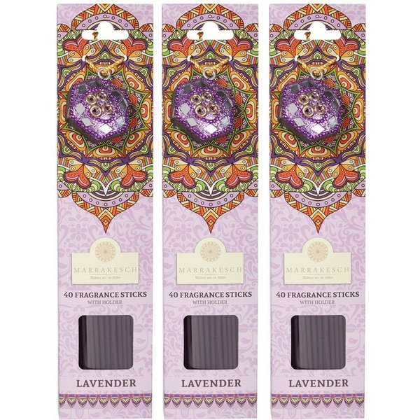 Marrakesch Orient & Mediterran Interior Räucherstäbchen Set da 3 incensi alla lavanda artigianali, rollati a mano, lilla 26 cm (3-St), Handarbeit