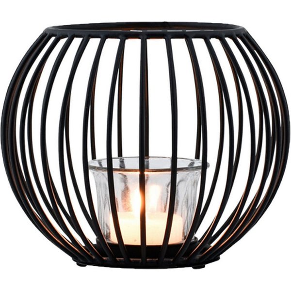 Marrakesch Orient & Mediterran Interior Teelichthalter Portavelas Spectro de diseño escandinavo, de metal, color negro, 15 cm (1 St), Handarbeit