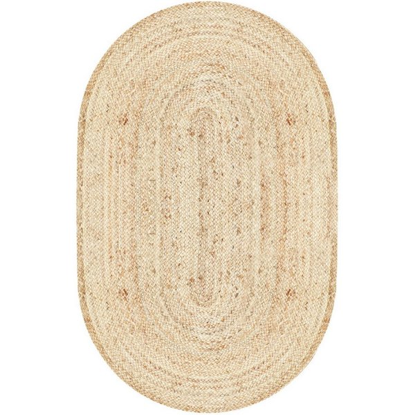 Marrakesch Orient & Mediterran Interior Teppich Tapis Emma ovale en jute tissée à la main, ton beige naturel, 150 cm, Höhe: 10 mm, Handarbeit