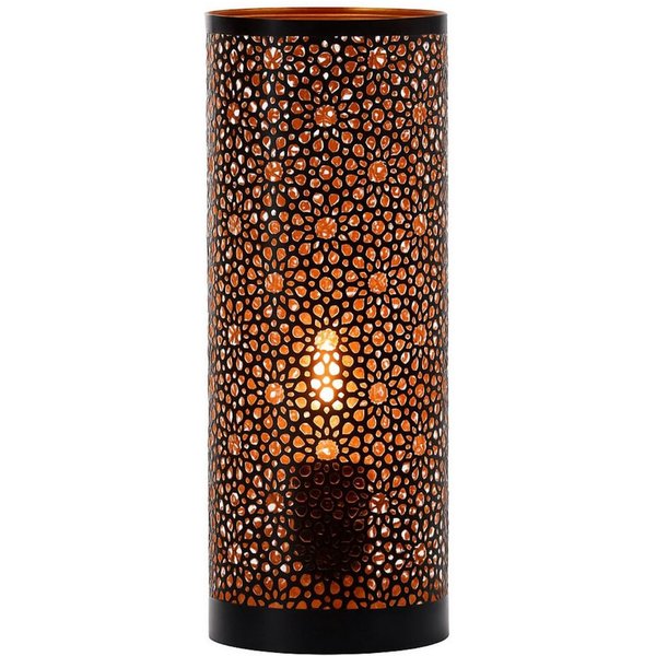 Marrakesch Orient & Mediterran Interior Tischleuchte Tischlampe Naziha im Orient-Design aus Metall gefertigt, Schwarz 30 cm