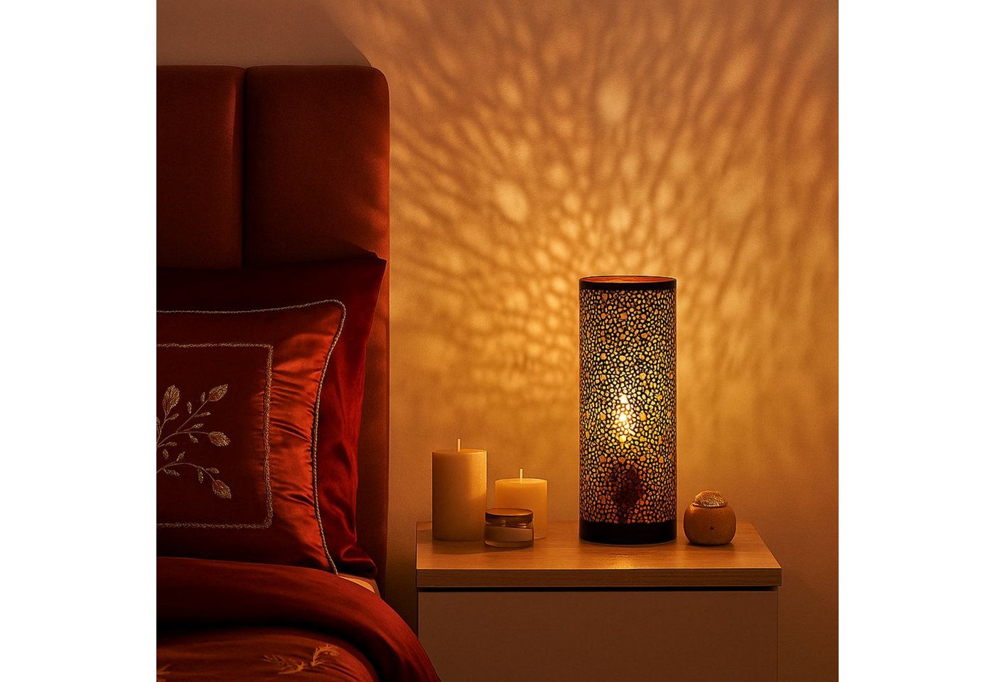 Marrakesch Orient & Mediterran Interior Tischleuchte Tischlampe Naziha im Orient-Design aus Metall gefertigt, Schwarz 30 cm – Bild 3 von 5