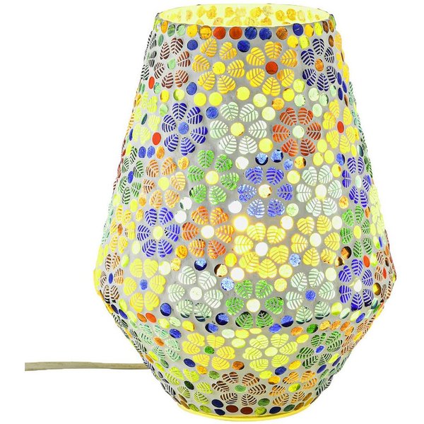 Marrakesch Orient & Mediterran Interior Tischleuchte Fikus Motiv 3 Tischlampe 24 cm, von Hand gefertigtes Glasmosaik, E27