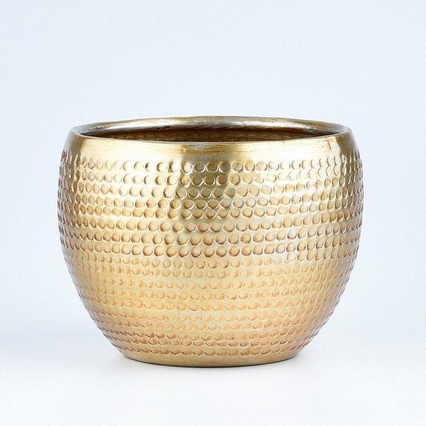 Marrakesch Orient & Mediterran Interior Übertopf Vaso per piante Elis in alluminio, stile scandinavo, colore oro 15 cm (1 St), Handarbeit
