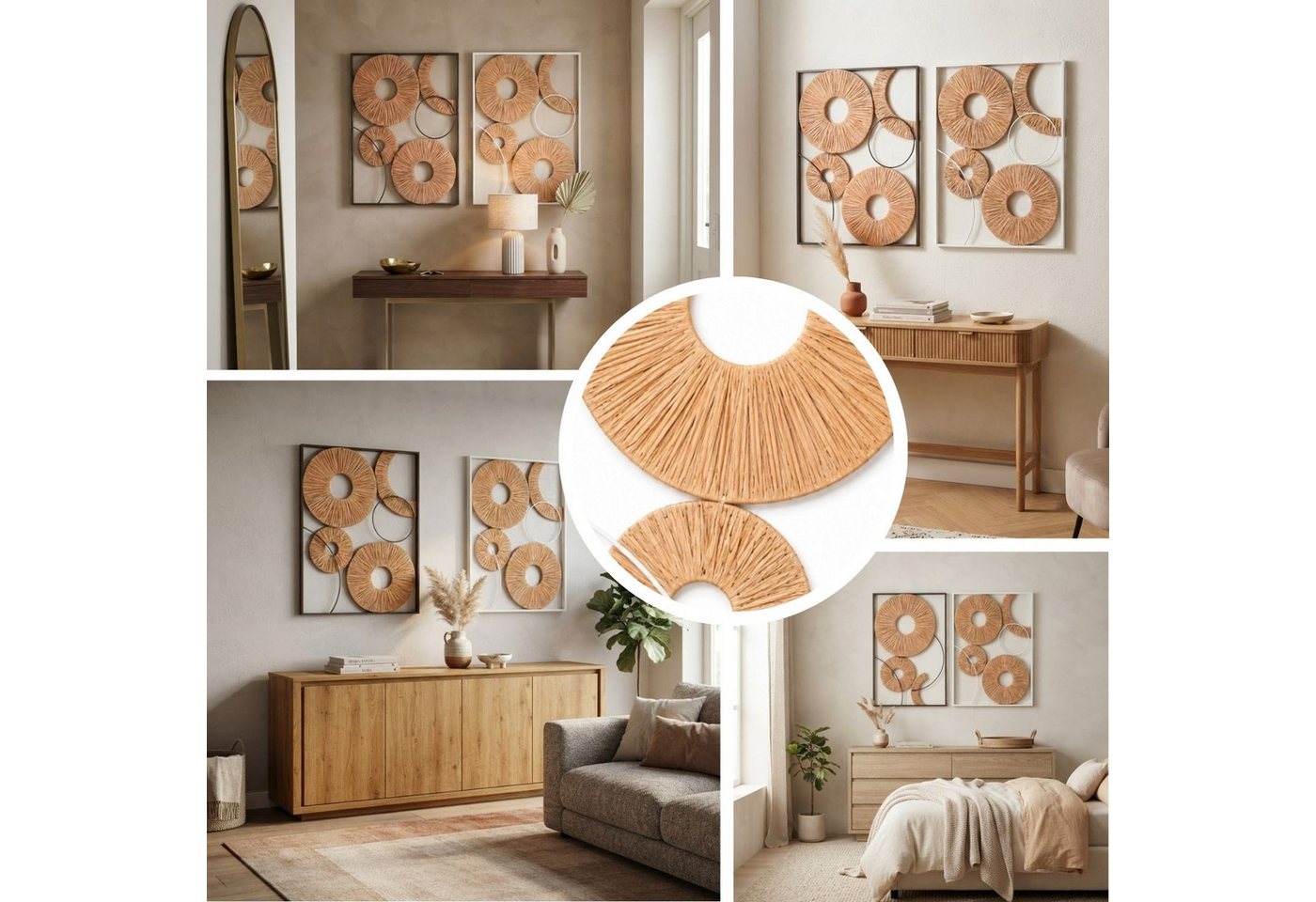Marrakesch Orient & Mediterran Interior Wanddekoobjekt 2er-Set Wanddeko Home Accents, Metall Natur, offenes 3D-Design, 68 cm (2 St), Handarbeit – Bild 4 von 5