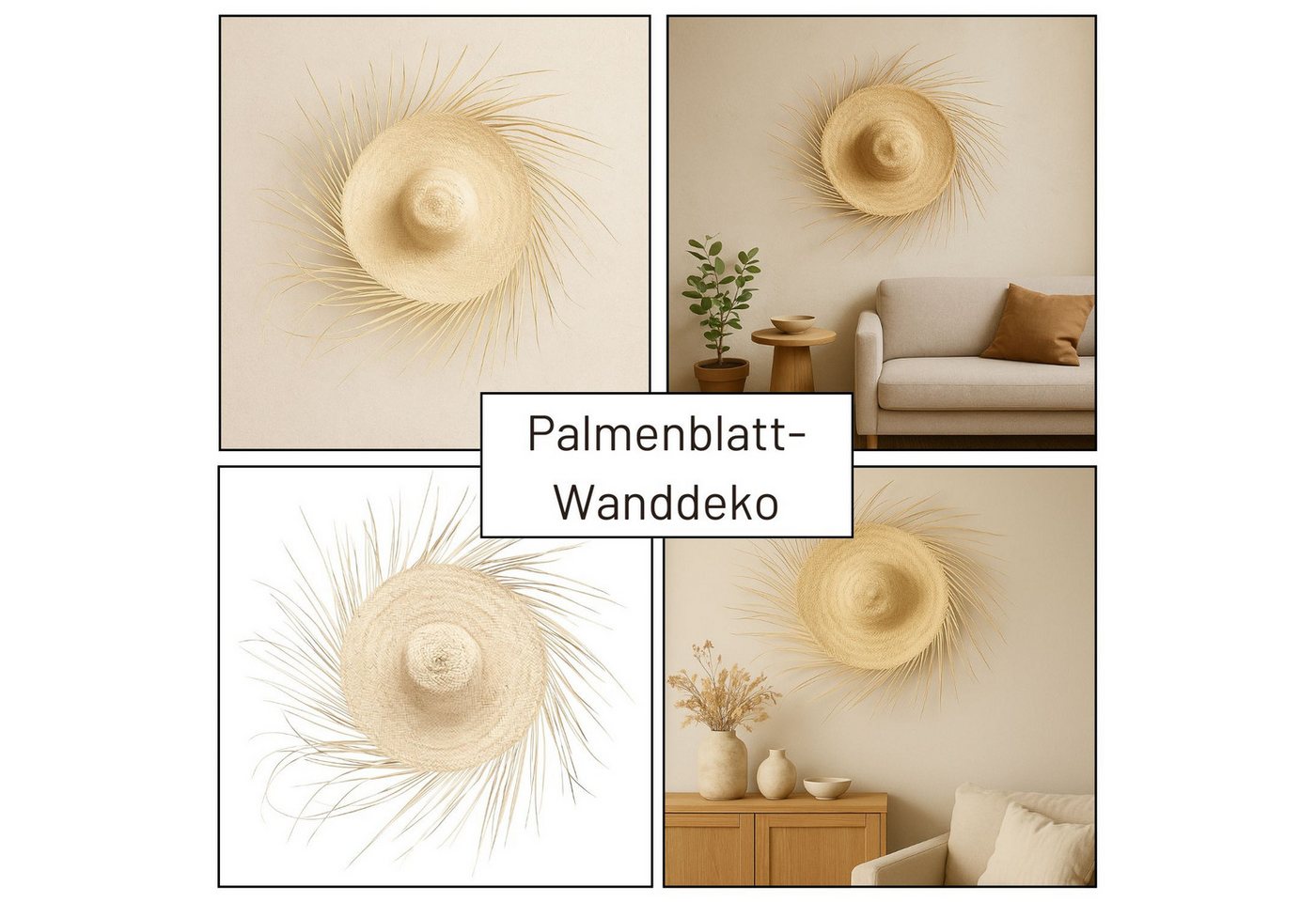 Marrakesch Orient & Mediterran Interior Wanddekoobjekt Décoration murale Tijuana en palmier tressé beige, bohème, 110 cm (1 St), Handarbeit – Bild 5 von 5