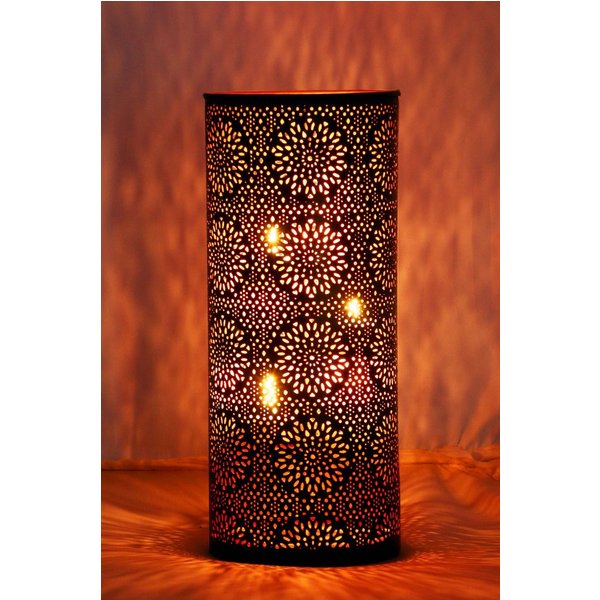 Marrakesch Orient & Mediterran Interior Windlicht Windlicht Amelle im Modern-Stil aus Kupfer gefertigt, in Schwarz 30 cm (1 St), Handarbeit