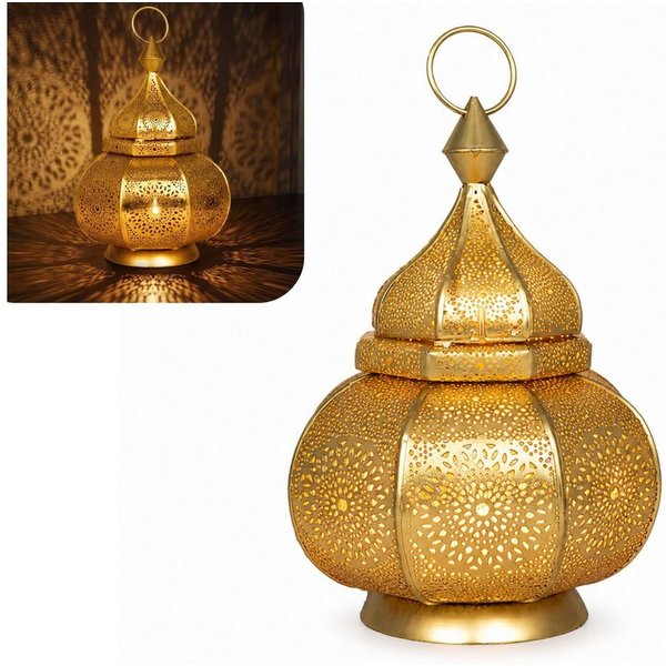Marrakesch Orient & Mediterran Interior Windlicht Windlicht Lamis, 30 cm, orientalisch, Goldfarben und Kupferfarben (1 St), Handarbeit
