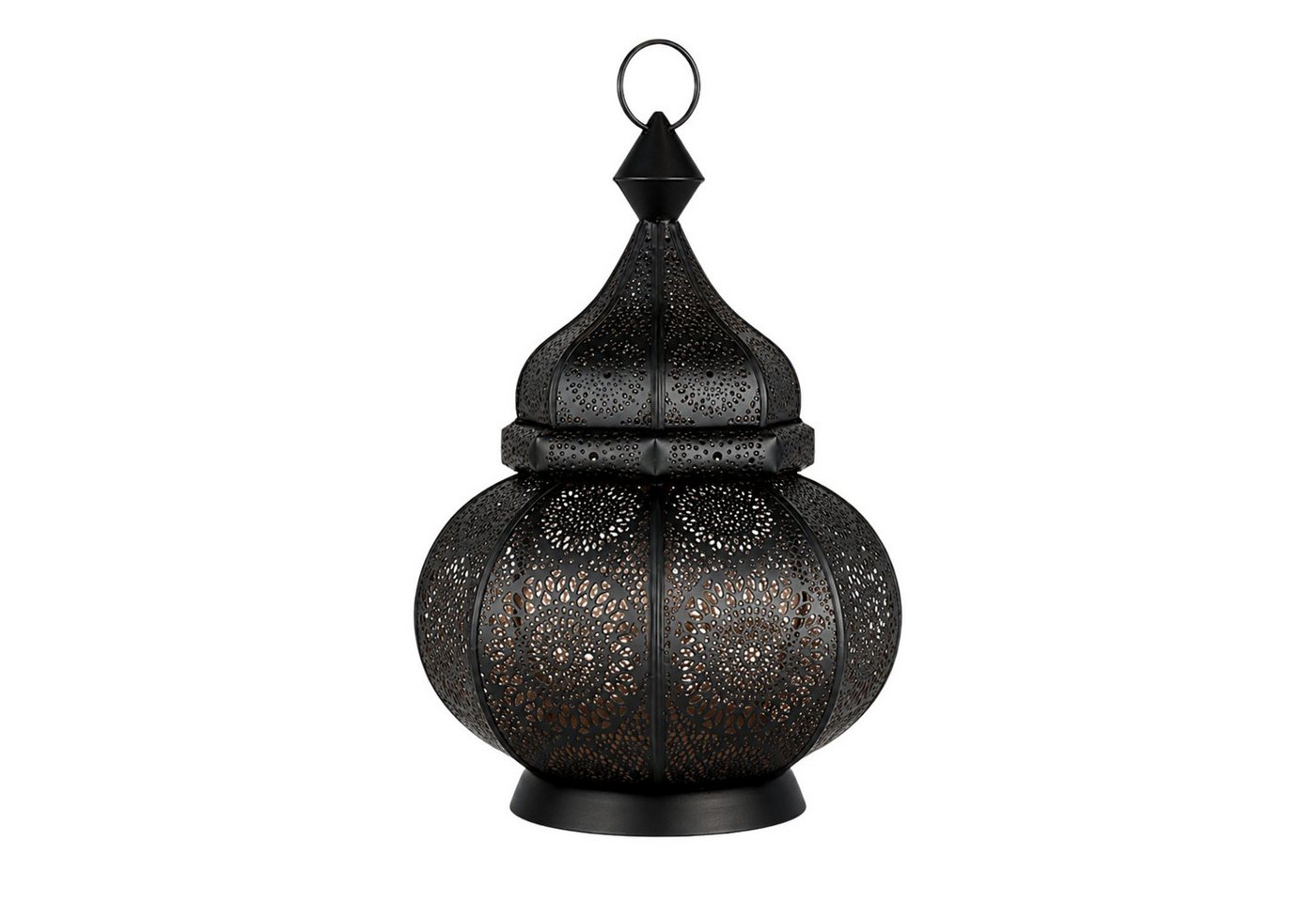 Marrakesch Orient & Mediterran Interior Windlicht Farol portavelas Lamis, estilo boho, color negro, de metal, 30 cm (1 St), Handarbeit – Bild 2 von 5