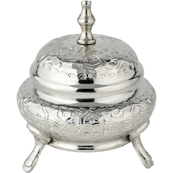 Marrakesch Orient & Mediterran Interior Zuckerdose Orientalische Messing-Zuckerdose Nabila, handgefertigt, Silber 13 cm, Messing, (1-tlg), Handarbeit
