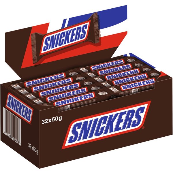 Mars Süßigkeit SNICKERS 32x50g, Schokolade, Erdnuss & Karamell