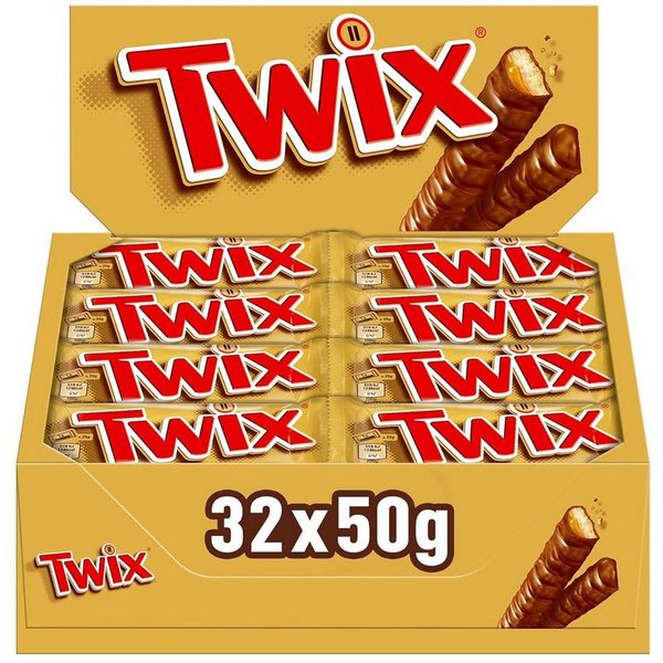 Mars Süßigkeit TWIX 32x50g, Keks & Karamell, 32 Doppelriegel