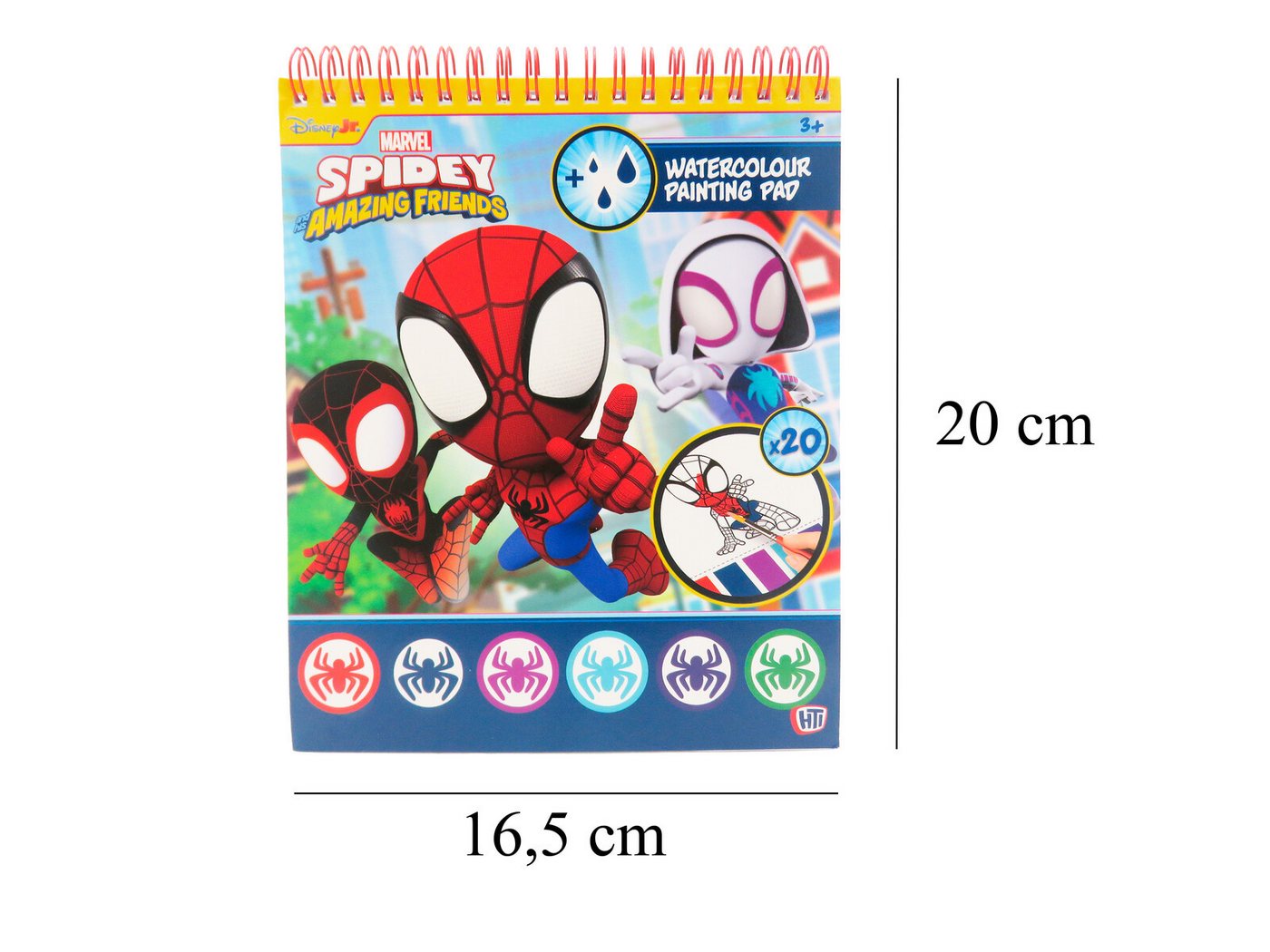 MARVEL Malblock Spidey Malblock mit Wasserfarben 20 Blatt Zeichenblock mit Pinsel – Bild 2 von 3