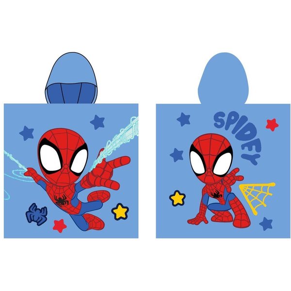 MARVEL Strandtuch Spiderman Poncho Strandtuch mit Kaputze 55 x 110 cm