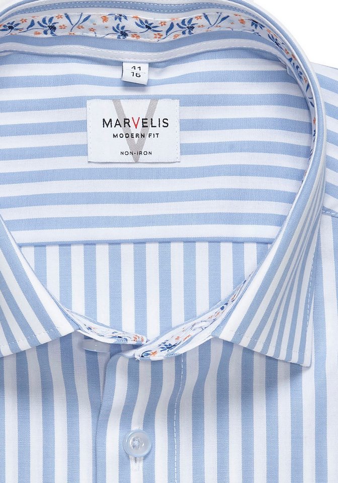 MARVELIS Kurzarmhemd Businesshemd, modern fit, bügelfrei, Kentkragen – Bild 3 von 3