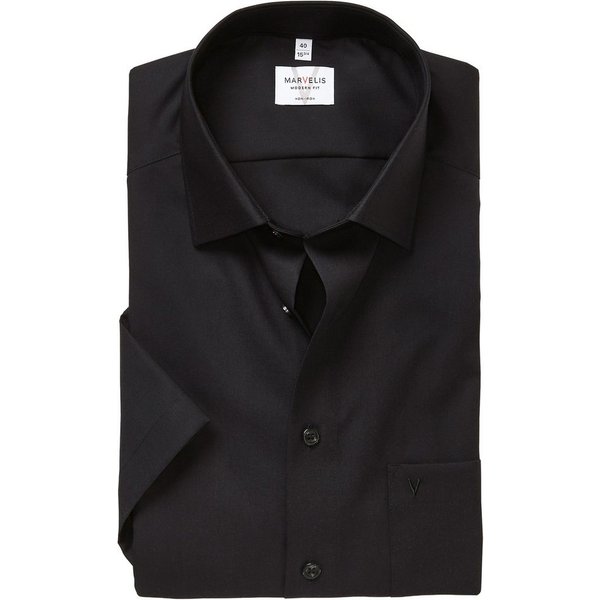 MARVELIS Kurzarmhemd modern fit, Busnesshemd, New Kentkragen, bügelfrei