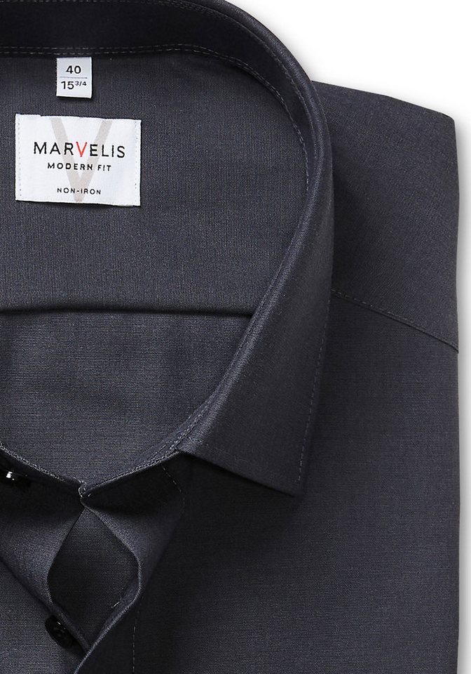 MARVELIS Langarmhemd Businesshemd, Basic, New-Kentkragen, leicht tailliert – Bild 3 von 4