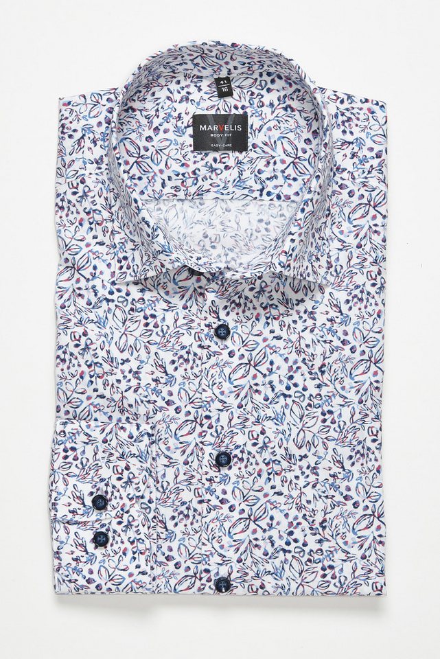 MARVELIS Langarmhemd New York Kentkragen, floraler Print, body fit – Bild 2 von 2