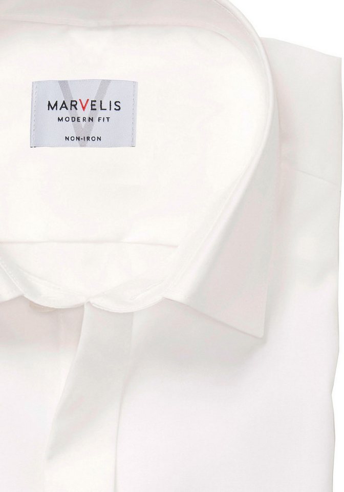MARVELIS Langarmhemd Umschlagmanschette, New-Kentkragen, modern fit, bügelfrei – Bild 2 von 3